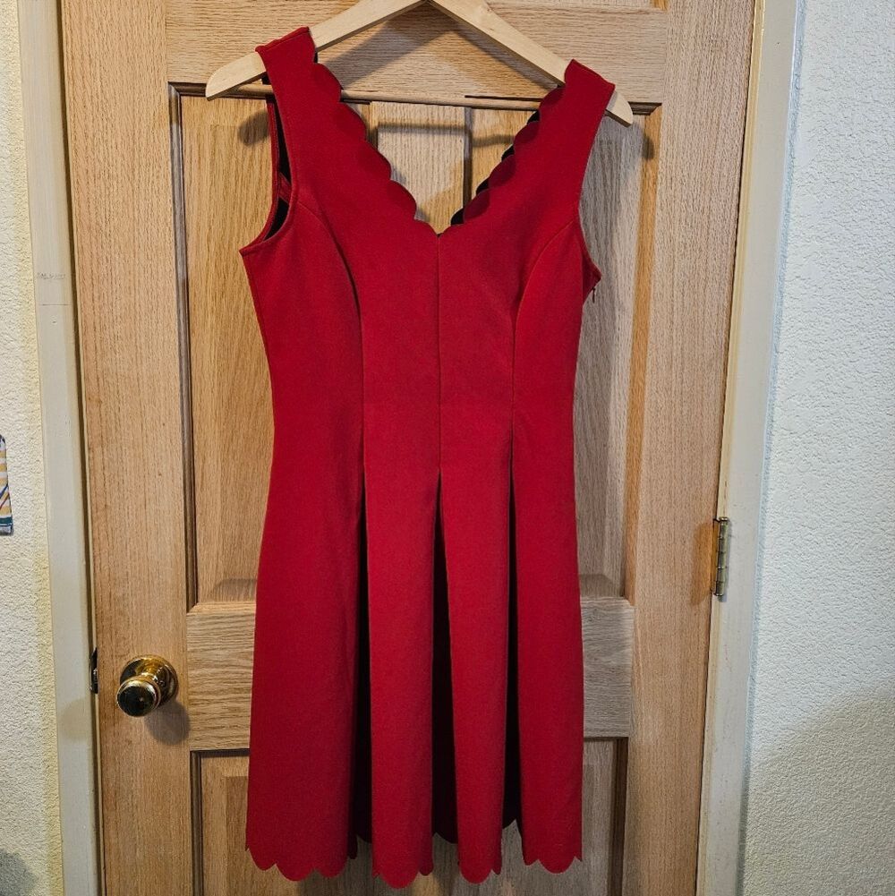 Size 6 Banana Republic Red Scalloped Pocket Dress